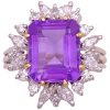 5.14ctw Amethyst & Diamond Cocktail Ring 14K White Gold