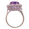 5.14ctw Amethyst & Diamond Cocktail Ring 14K White Gold side profile
