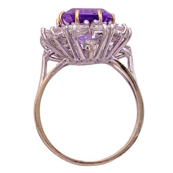 5.14ctw Amethyst & Diamond Cocktail Ring 14K White Gold side profile
