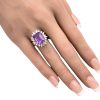 5.14ctw Amethyst & Diamond Cocktail Ring 14K White Gold worn