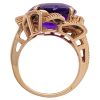7.34ctw Amethyst & Diamond Vintage Ring 14K Gold profile