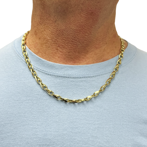 7mm Twisted Mariner Fancy Link Gold Chain 14K, 23'' (3)