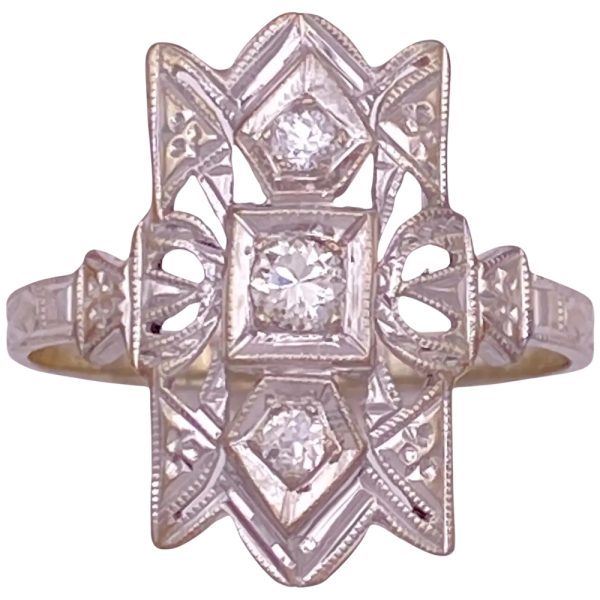 Art Deco 0.18ctw Diamond Ring 14K White Gold