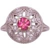 Art Deco 0.84ctw Pink Tourmaline & Diamond Ring Palladium