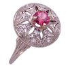Art Deco 0.84ctw Pink Tourmaline & Diamond Ring Palladium side angle
