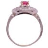 Art Deco 0.84ctw Pink Tourmaline & Diamond Ring Palladium side profile