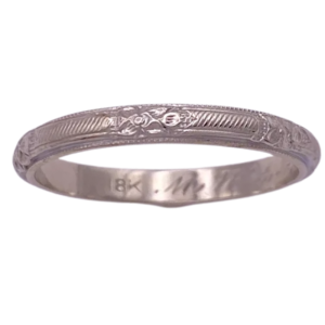 Art Deco Wedding Band with Floral detail 18K (2)