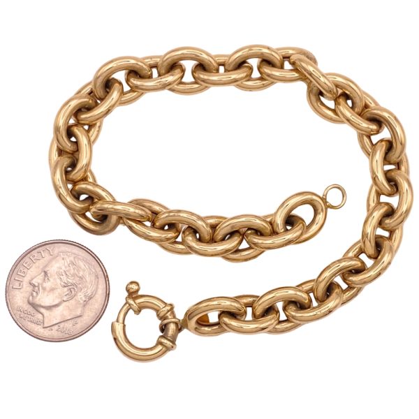 Chunky Oval Link Fashion Bracelet 14K Gold size