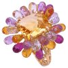 Citrine & Briolette Gemstone Framed Ring 14K Gold side