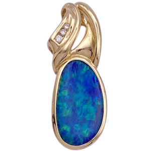 Contemporary Boulder Opal Slide Pendant 14K