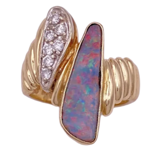 Contemporary Freeform Boulder Opal Ring 14K (2)