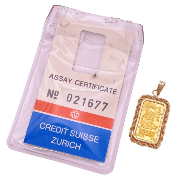 Credit Suisse Fine Gold Pamp Bullion Pendant 999.9 & 14K Gold certificate