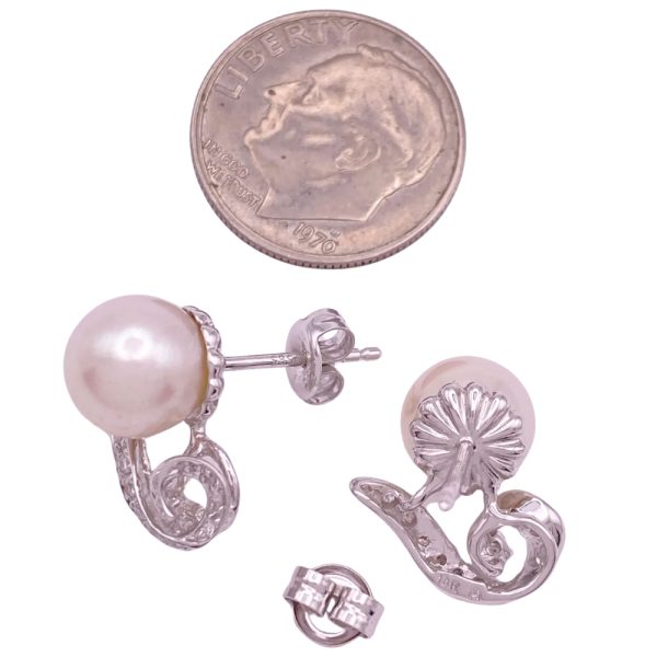 Cultured Pearl & 0.29ctw Diamond Earrings 14K Gold size