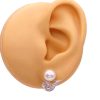 Cultured Pearl & 0.29ctw Diamond Earrings 14K Gold worn