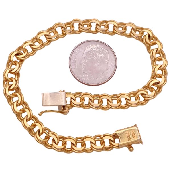 Double Link Charm Bracelet 14K Gold 7 Length size