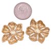 Green Enamel Flower Earring Jackets 14K Gold back and size