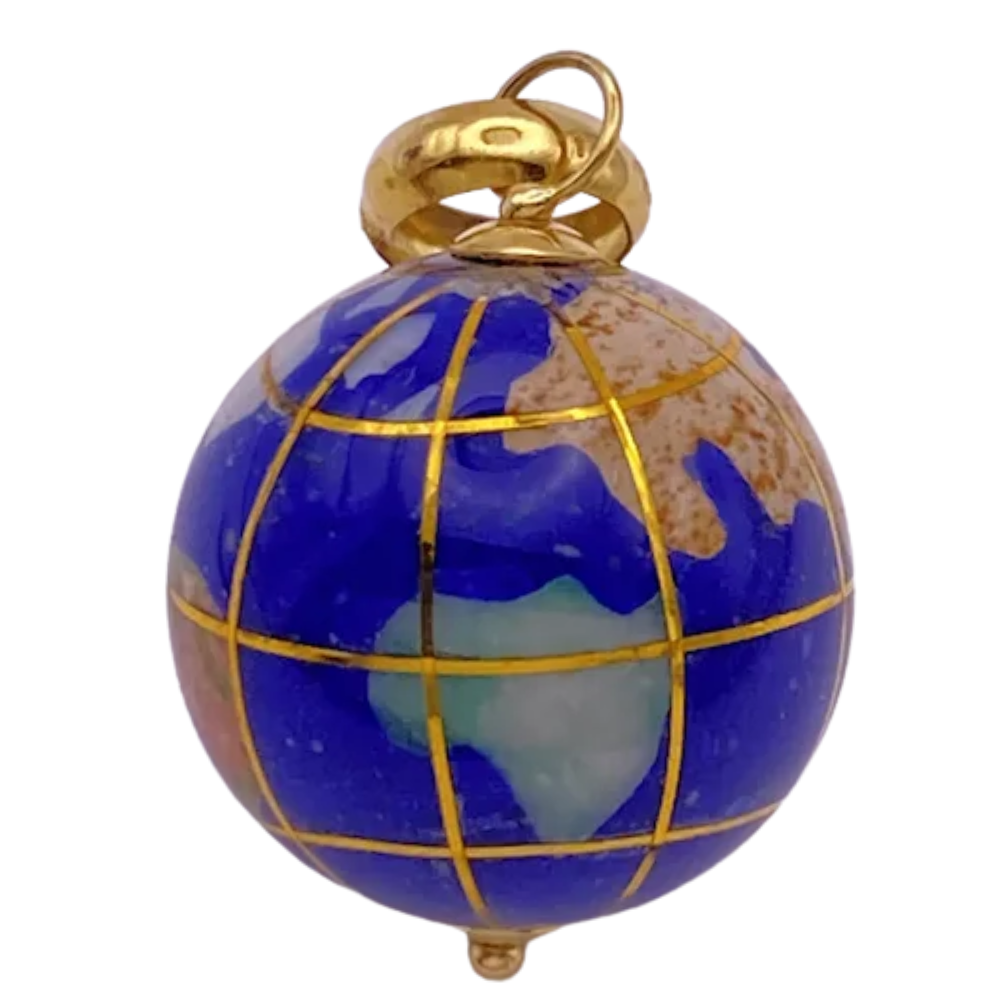 Intarsia Inlay Globe Charm 14K Gold Michael Anthony