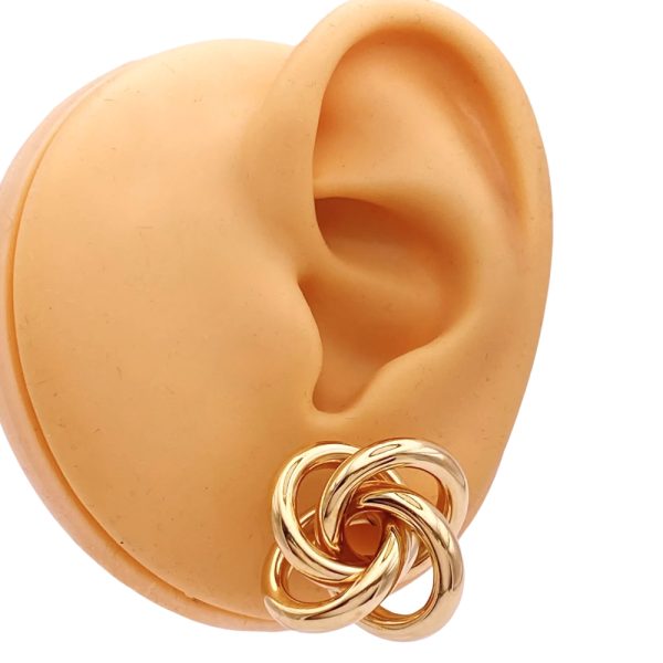 Knot Stud Earrings 14K Yellow Gold worn