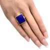 Lapis Lazuli 2 in 1 Ring & Pendant 18K Gold worn