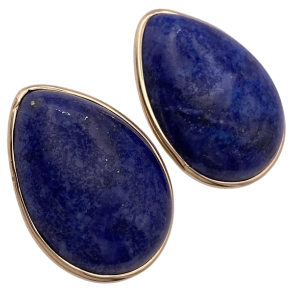 Large Pear Cabochon Lapis Lazuli Earring 14K (1)