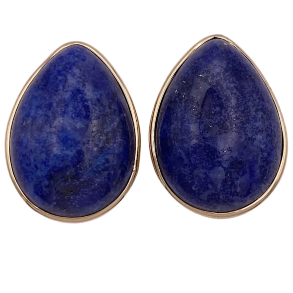 Large Pear Cabochon Lapis Lazuli Earring 14K (2)