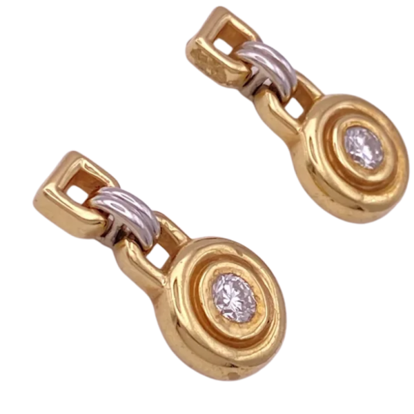 Petite Diamond Door-Knocker Earrings 14K Two-Tone (1)
