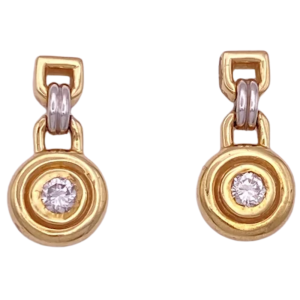Petite Diamond Door-Knocker Earrings 14K Two-Tone (2)