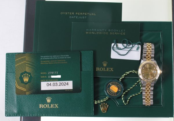Pre-Owned Ladies Rolex 28MM Datejust (2024) Two Tone Model 279173 b and p