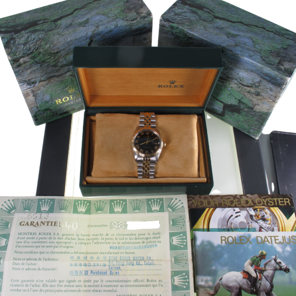 Pre-Owned Rolex 36MM Two Tone Datejust (1988) 16013 b and p inside