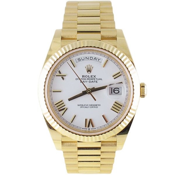 Pre-owned Like New Rolex 40mm Day-Date Presidential (2024) 18k Yellow Gold 228238 Front
