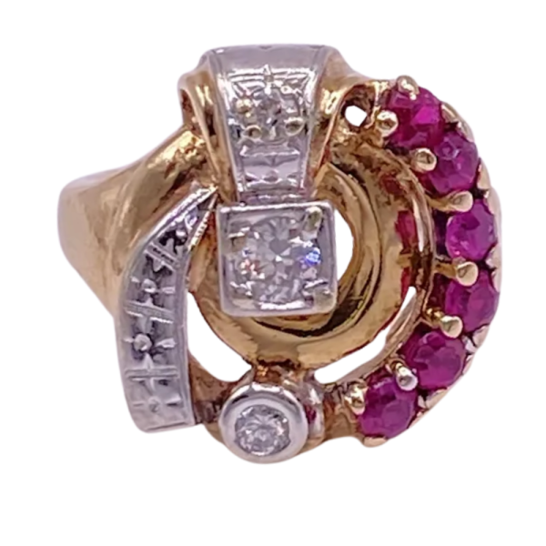 Retro 1.24ctw Ruby & Diamond Ring 14K (2)
