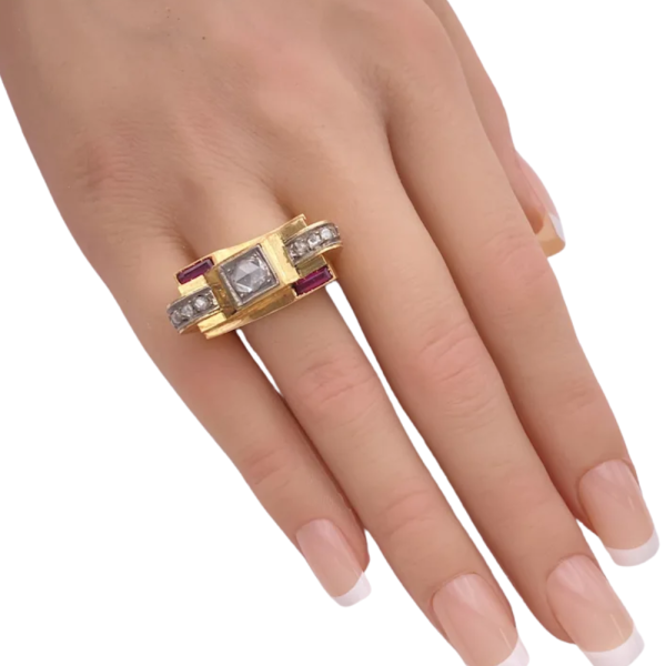 Retro 2.02ctw Ruby & Diamond Statement Ring 14K (4)