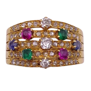 Victorian 1.46ctw Multi Gem Harem Ring 14K