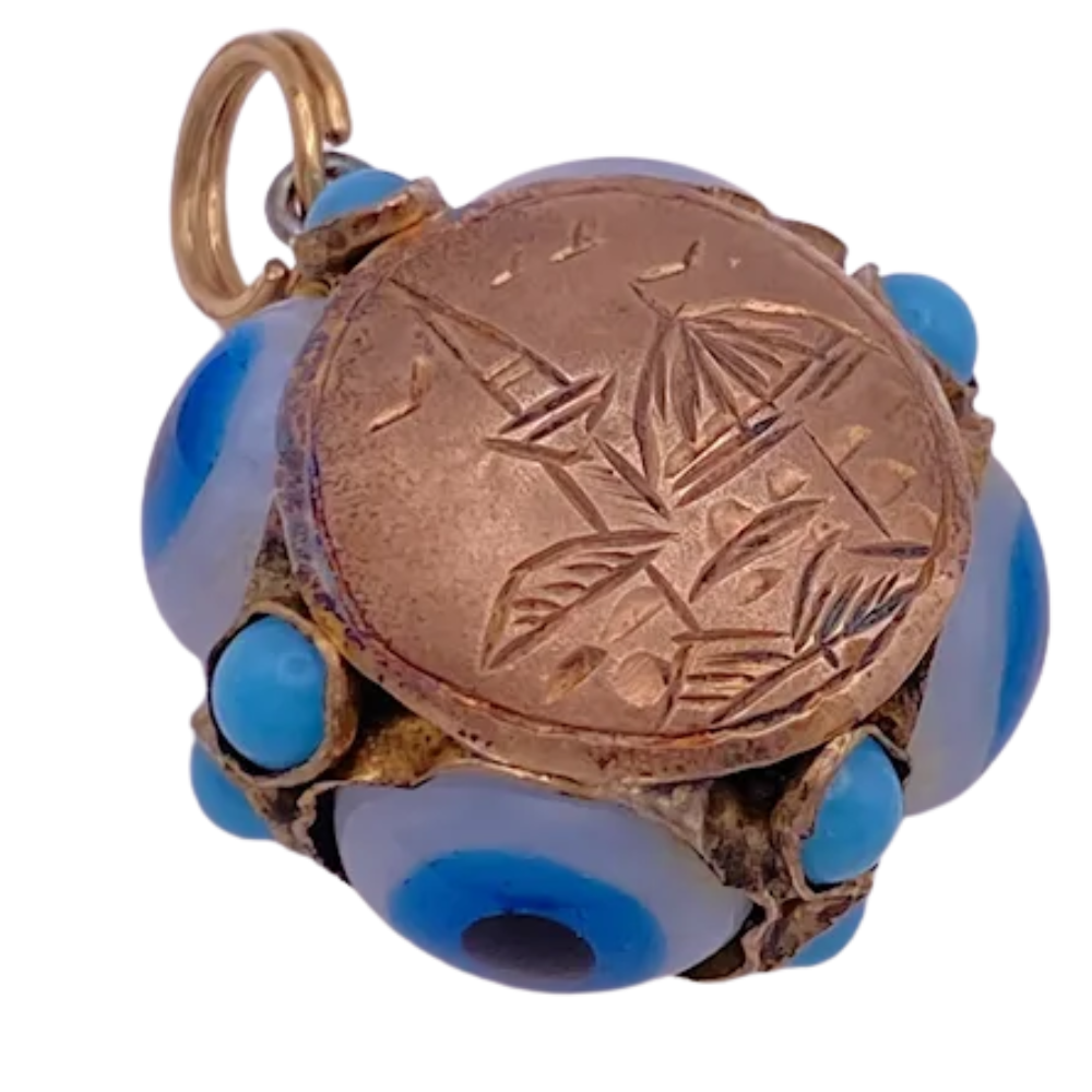 Victorian Evil Eye Protection Charm Pendant 10K