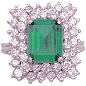 Vintage 5.64ctw Green Spinel & Diamond Cocktail Ring 14K Gold