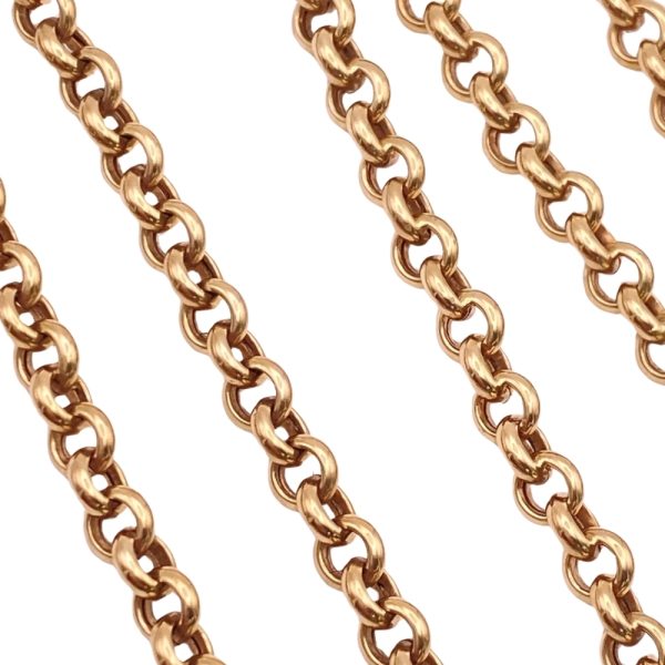 Vintage Belcher or Rolo Chain Necklace 14K Gold 22 Length close up