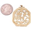 Vintage Chai Hai Persian Turquoise & Seed Pearl Pendant 14K Gold back and size
