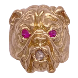 Vintage Detailed Bulldog Statement Ring 14K (2)