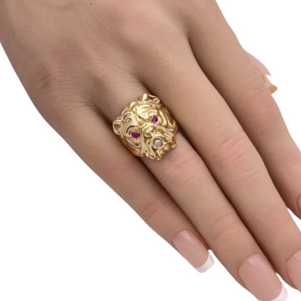 Vintage Detailed Bulldog Statement Ring 14K (3)