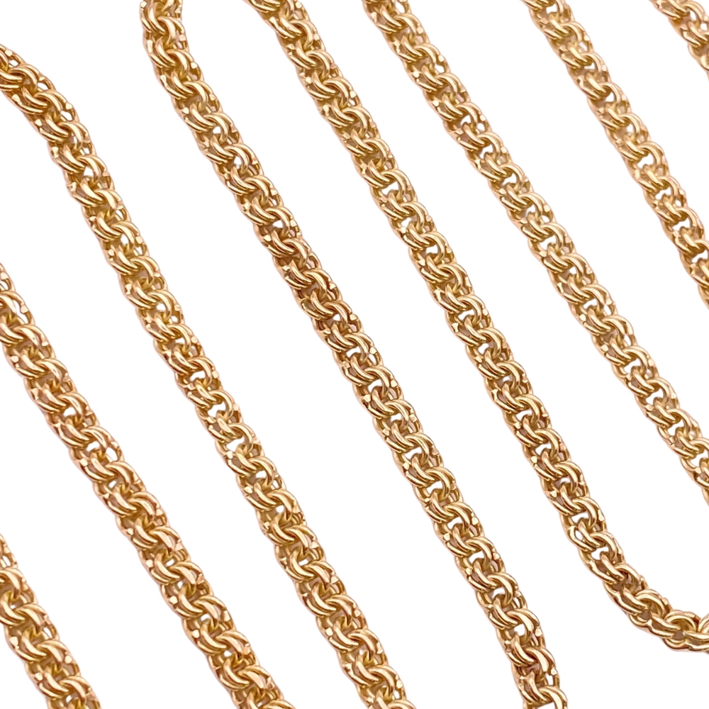 Vintage Double Link Necklace 14K Gold 30.5″ Length