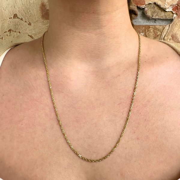 Vintage Rope Chain Necklace 14K Gold 24 Length worn