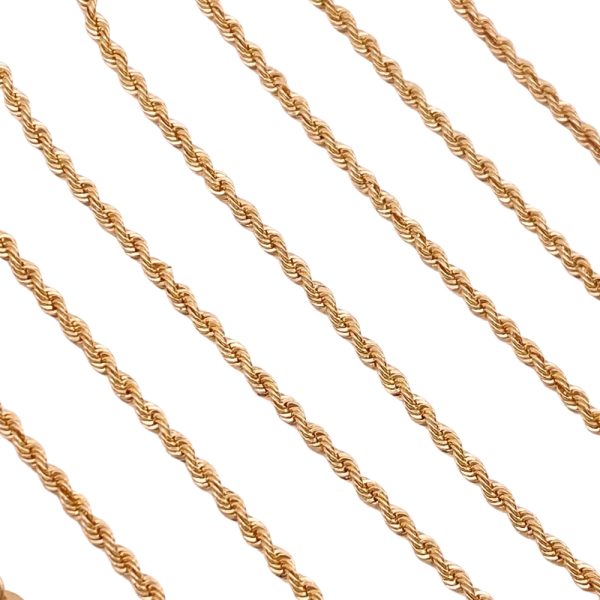 Vintage Rope Chain Necklace 14K Gold 2mm 24 Length close up