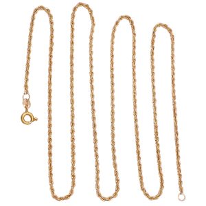 Vintage Rope Chain Necklace 14K Gold 2mm 24 Length full