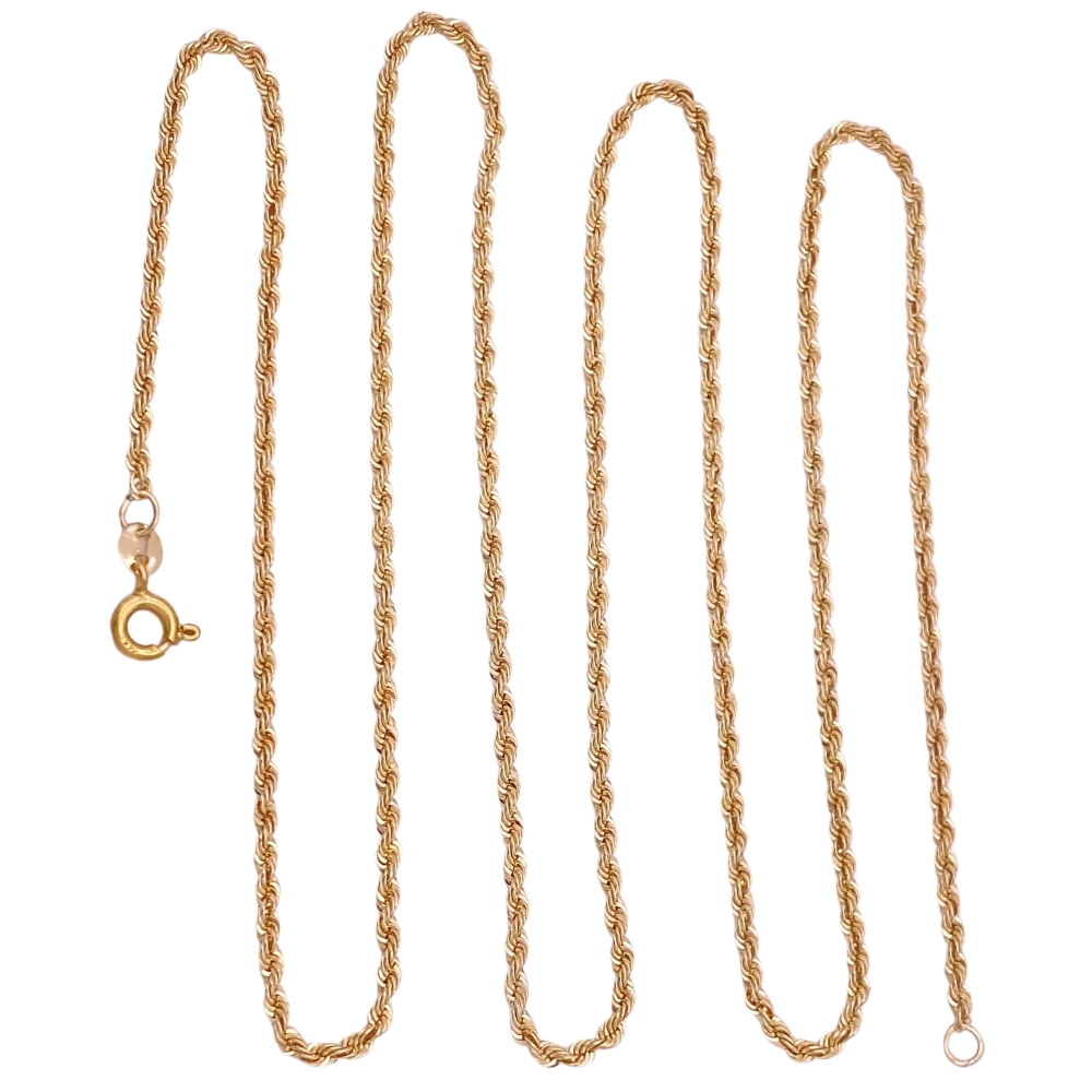 Vintage Rope Chain Necklace 14K Gold 24″ Length
