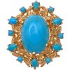 Vintage Turquoise Cocktail Ring 14K Gold