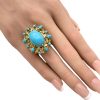 Vintage Turquoise Cocktail Ring 14K Gold worn