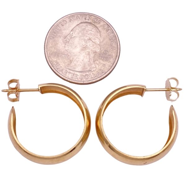 Wide Hoop Earrings 14K Yellow Gold size