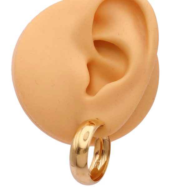 Wide Hoop Earrings 14K Yellow Gold worn