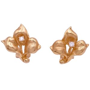 0.10ctw Diamond Accent Flower Earrings 14K Gold