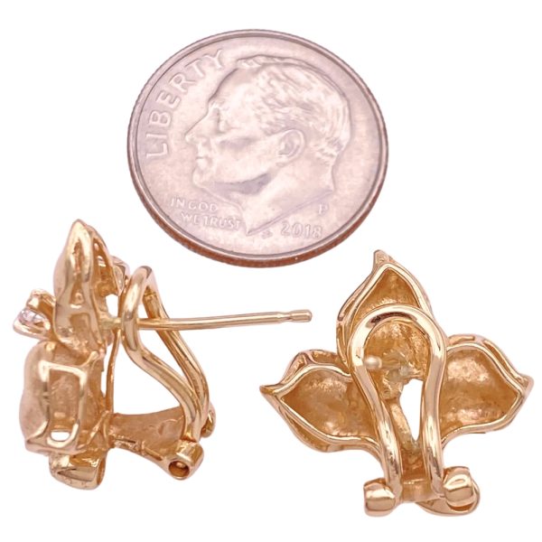 0.10ctw Diamond Accent Flower Earrings 14K Gold size